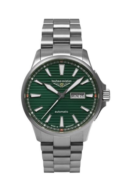 Bauhaus Aviation Herrenuhr Automatik mit Day Date und Metallband